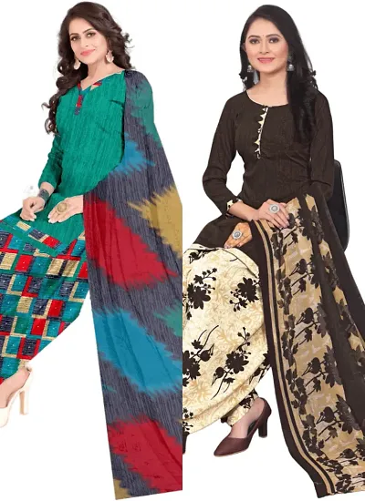 Stylish Crepe Digital Printed Unstitched Suits - pack of 2