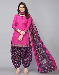 Elegant Pink Cotton Floral Print Dress Material with Dupatta For Women-thumb1