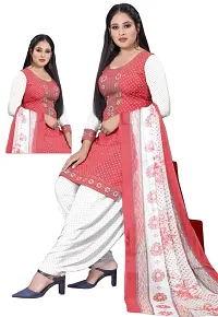 Pink  Black Crepe Printed Dress Material with Dupatta For Women (Combo pack of 2)-thumb1