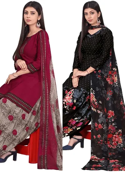 Crepe Dress Material with Dupatta For Women (Combo pack of 2)