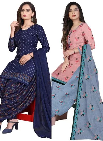 Stylish Crepe Digital Printed Unstitched Suits - Pack Of 2