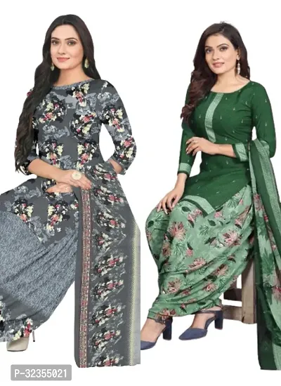 Elegant Cotton Printed Dress Material with Dupatta For Women Pack of 2-thumb0