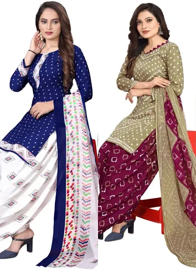 Stylish Crepe Digital Printed Unstitched Suits - pack of 2