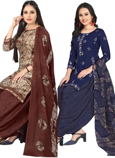 Crepe Dress Material with Dupatta For Women (Combo pack of 2)