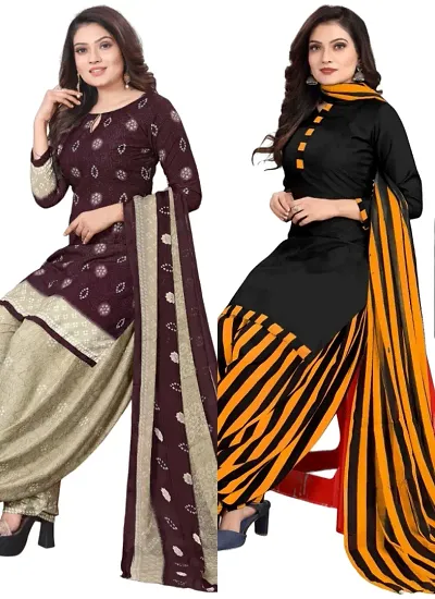 Crepe Dress Material with Dupatta For Women (Combo pack of 2)