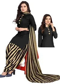 Blue  Black Crepe Printed Dress Material with Dupatta For Women (Combo pack of 2)-thumb2