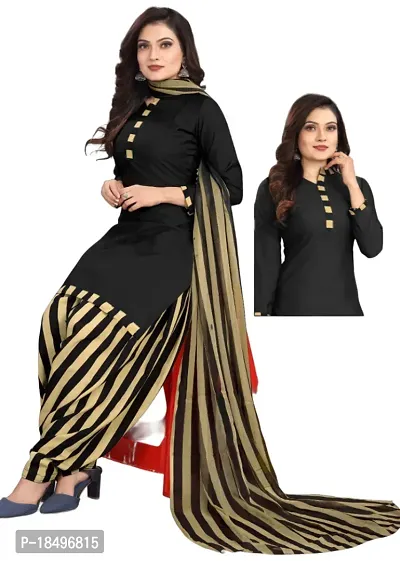Blue  Black Crepe Printed Dress Material with Dupatta For Women (Combo pack of 2)-thumb3