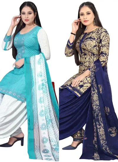 Sea Crepe Dress Material with Dupatta For Women (Combo pack of 2)