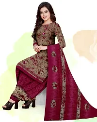 Elegant Maroon Crepe Ethnic Print Dress Material with Dupatta For Women-thumb1