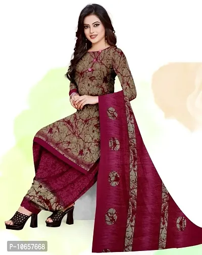 Elegant Maroon Crepe Ethnic Print Dress Material with Dupatta For Women-thumb2