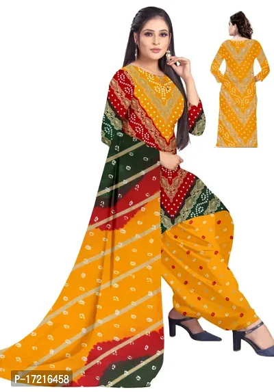 Elegant Multicoloured Crepe Printed Dress Material with Dupatta For Women-thumb0
