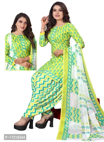 Elegant Yellow Crepe Printed Dress Material with Dupatta For Women-thumb2