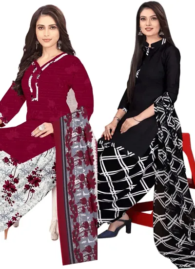 Stylish Crepe Digital Printed Unstitched Suits - pack of 2