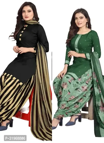 Beautiful Cotton Blend Unstitched Dress Material with Dupatta (Pack of 2)-thumb0