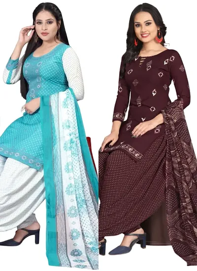 Sea Crepe Dress Material with Dupatta For Women (Combo pack of 2)