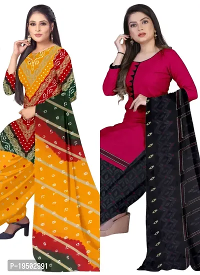 Buy Multicolor Pink Crepe Printed Dress Material With Dupatta For Women combo Pack Of 2 Online In India At Discounted Prices