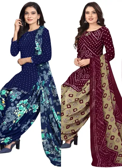 Crepe Dress Material with Dupatta For Women (Combo pack of 2)