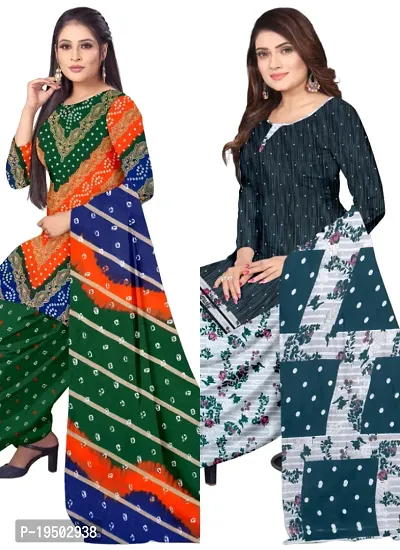 Multicolor  Multicolor Crepe Printed Dress Material with Dupatta For Women (Combo pack of 2)