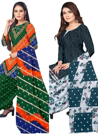 Crepe Dress Material with Dupatta For Women (Combo pack of 2)