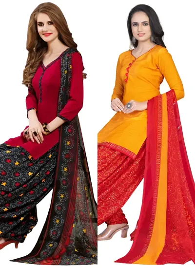 Crepe Dress Material with Dupatta For Women (Combo pack of 2)