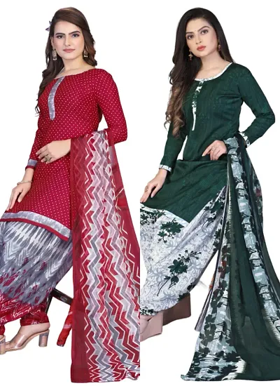 Crepe Dress Material with Dupatta For Women (Combo pack of 2)