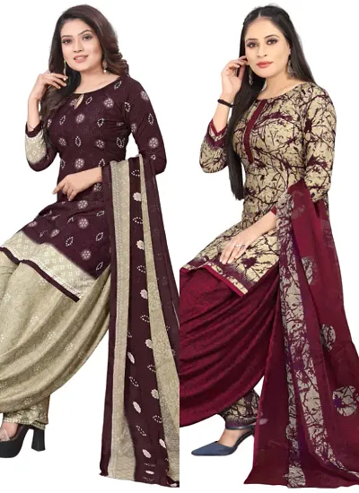 Stylish Crepe Digital Printed Unstitched Suits - pack of 2