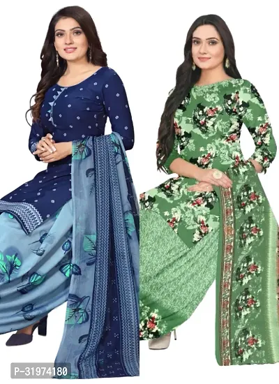 Beautiful Cotton Blend Unstitched Dress Material with Dupatta (Pack of 2)-thumb0