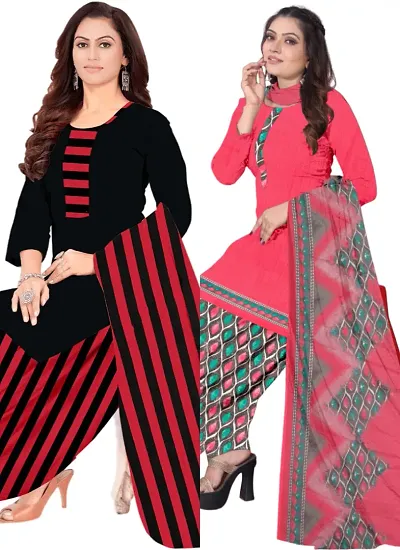 Stylish Crepe Digital Printed Unstitched Suits - pack of 2