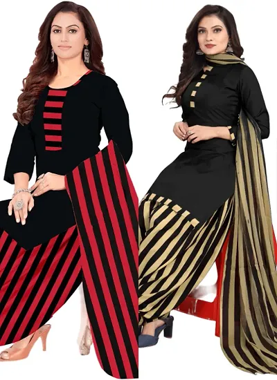 Elegant Crepe Digital Dress Material with Dupatta For Women