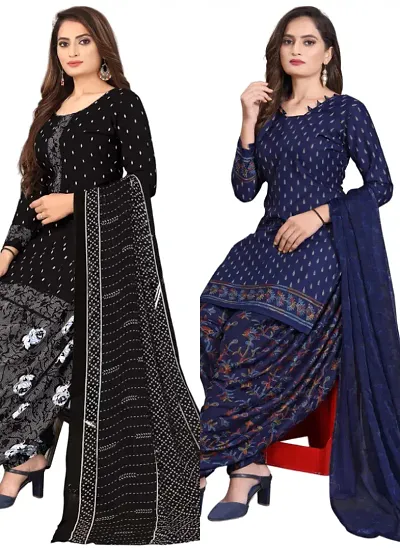 Crepe Dress Material with Dupatta For Women (Combo pack of 2)