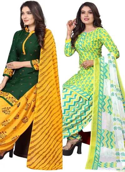 Stylish Crepe Digital Printed Unstitched Suits - pack of 2