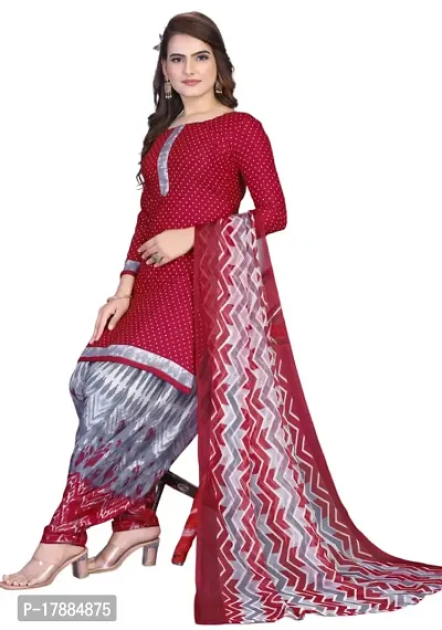 Black  Maroon Crepe Printed Dress Material with Dupatta For Women (Combo pack of 2)-thumb3