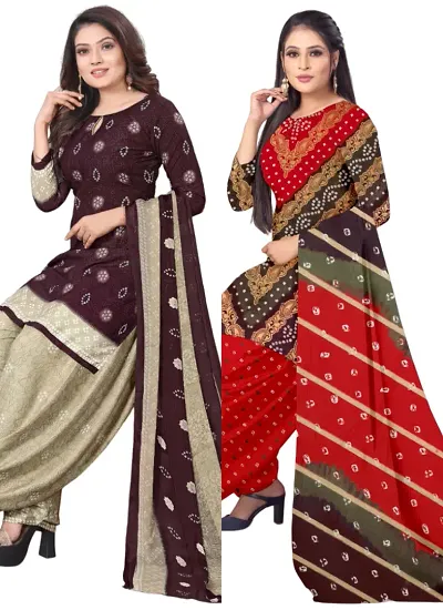 Crepe Dress Material with Dupatta For Women (Combo pack of 2)