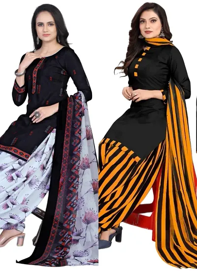 Crepe Dress Material with Dupatta For Women (Combo pack of 2)