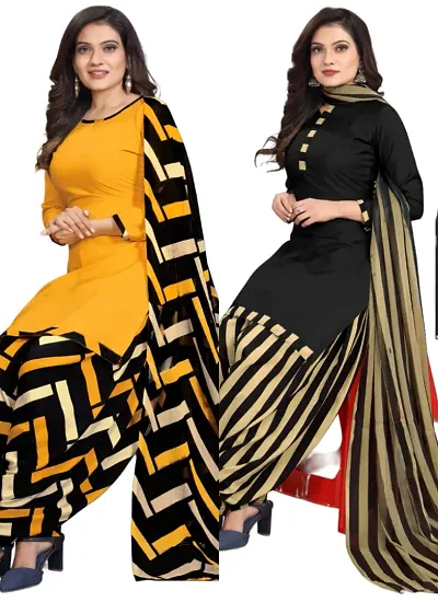 Stylish Crepe Digital Printed Unstitched Suits - pack of 2