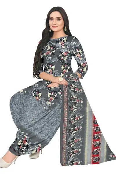 Stylish Crepe Printed Dress Material with Dupatta