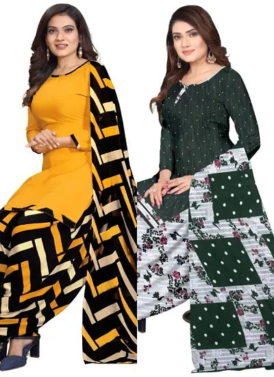 Crepe Dress Material with Dupatta For Women (Combo pack of 2)