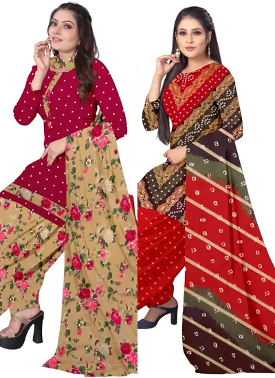 Crepe Dress Material with Dupatta For Women (Combo pack of 2)