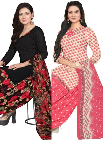 Crepe Dress Material with Dupatta For Women (Combo pack of 2)