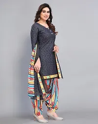 Elegant Grey Cotton Floral Print Dress Material with Dupatta For Women-thumb3