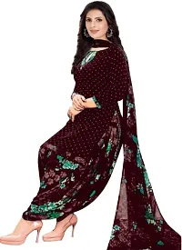 Elegant Brown Rayon Ethnic Print Dress Material with Dupatta For Women-thumb1