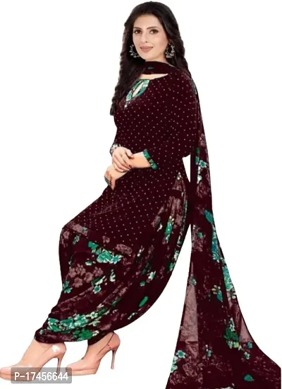 Elegant Brown Rayon Ethnic Print Dress Material with Dupatta For Women-thumb2