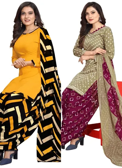 Crepe Dress Material with Dupatta For Women (Combo pack of 2)