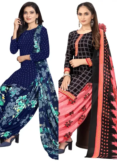 Stylish Crepe Printed Dress Material with Dupatta Combo pack of 2