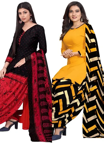 Crepe Dress Material with Dupatta For Women (Combo pack of 2)