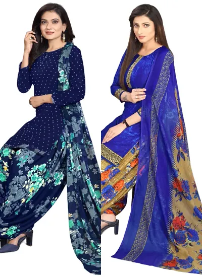 Crepe Dress Material with Dupatta For Women (Combo pack of 2)