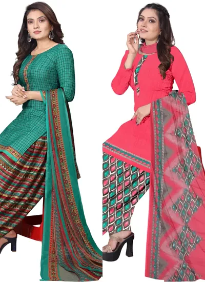 Stylish Crepe Digital Printed Unstitched Suits - pack of 2