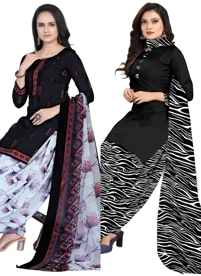 Stylish Crepe Digital Printed Unstitched Suits - pack of 2