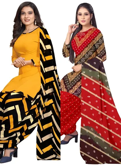 Stylish Crepe Digital Printed Unstitched Suits - pack of 2