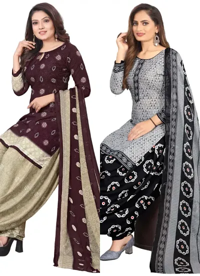 Crepe Dress Material with Dupatta For Women (Combo pack of 2)